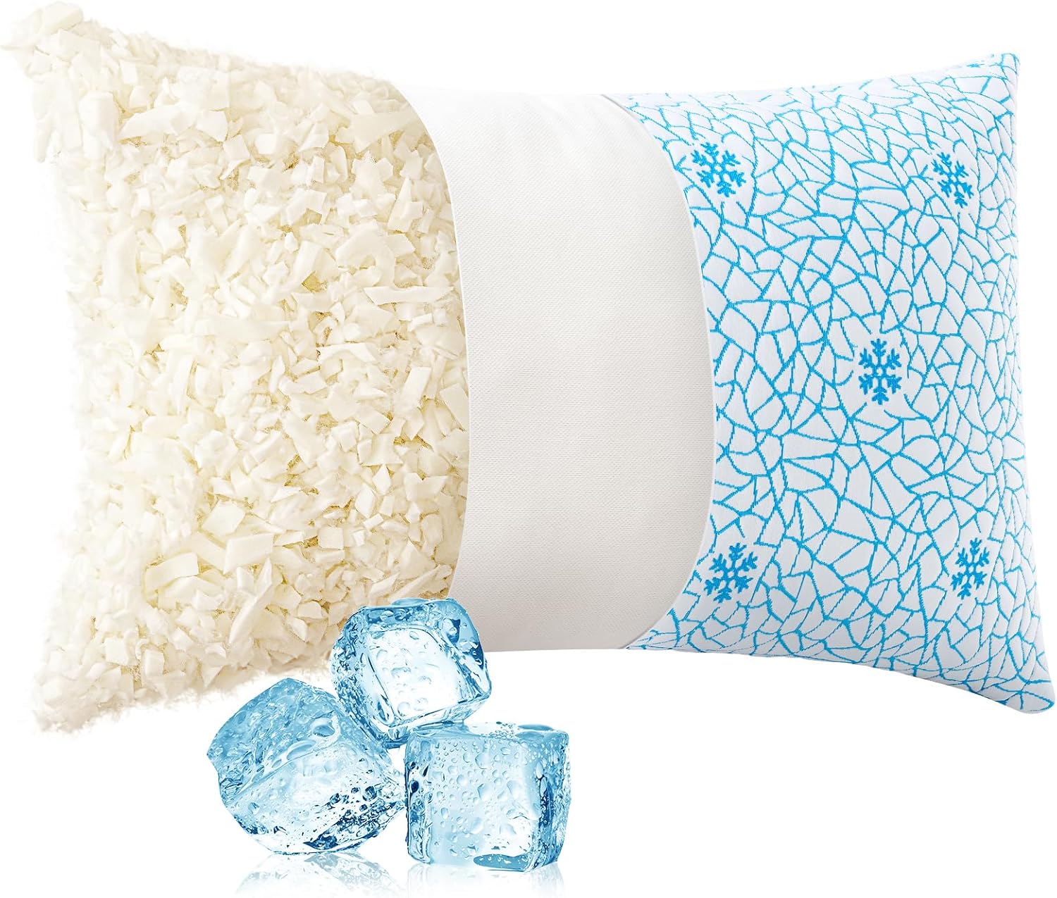 King Shredded Memory Foam Pillow Set of 1 Pack, Adjustable Height Cooling Pillows with Washable Cover for Side Back and Stomach Sleepers…