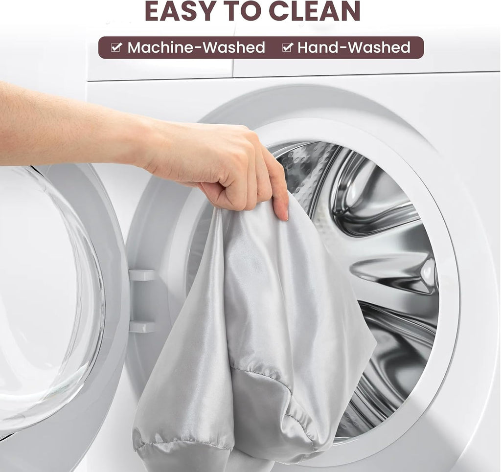 Noverlife 2 Pack Round Neck Pillow Case Covers, 18x6 in Neck Roll Satin Pillowcase Silky Bolster Pillow Cover Grey Cervical Pillow Cover…