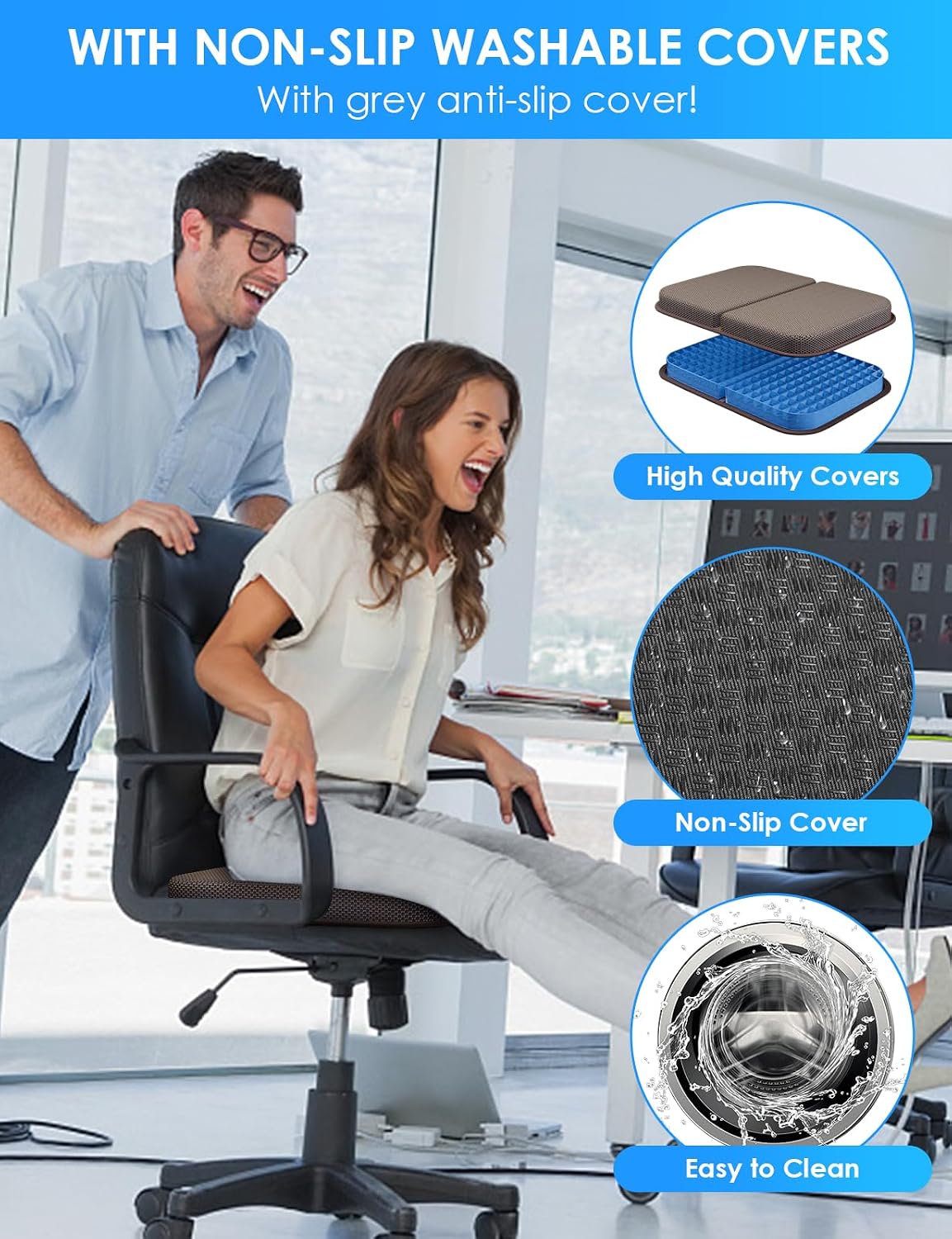 Wisimmall Gel Seat Cushion Portable Massage Travel Cushions, 14.5" x 10.5" Thick Foldable Seat Cushion for Car Office Chair Wheelchair Hip,…