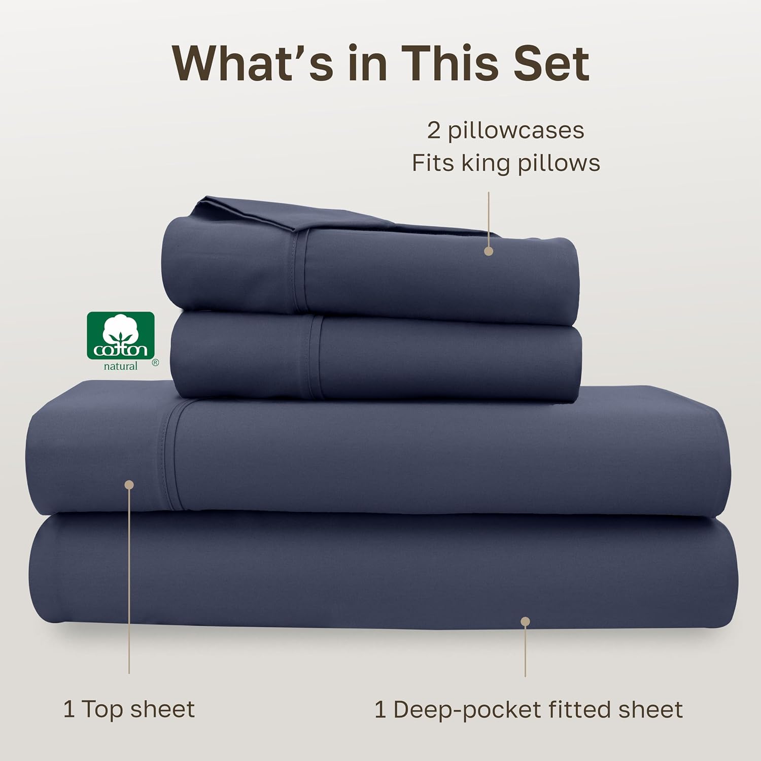 CaliforniaDesignDen California Design Den Soft 100% Cotton King Size Bed Sheets Set, 400 TC Good Housekeeping Award Winner, Smooth Sateen F…
