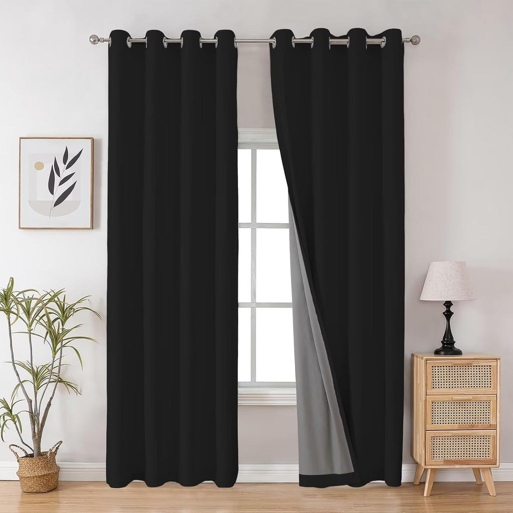 Joydeco Black Blackout Curtains 120 Inches Long, Extra Long Black Out Curtains 108 Inch Long for Living Room Bedroom, Total Room…