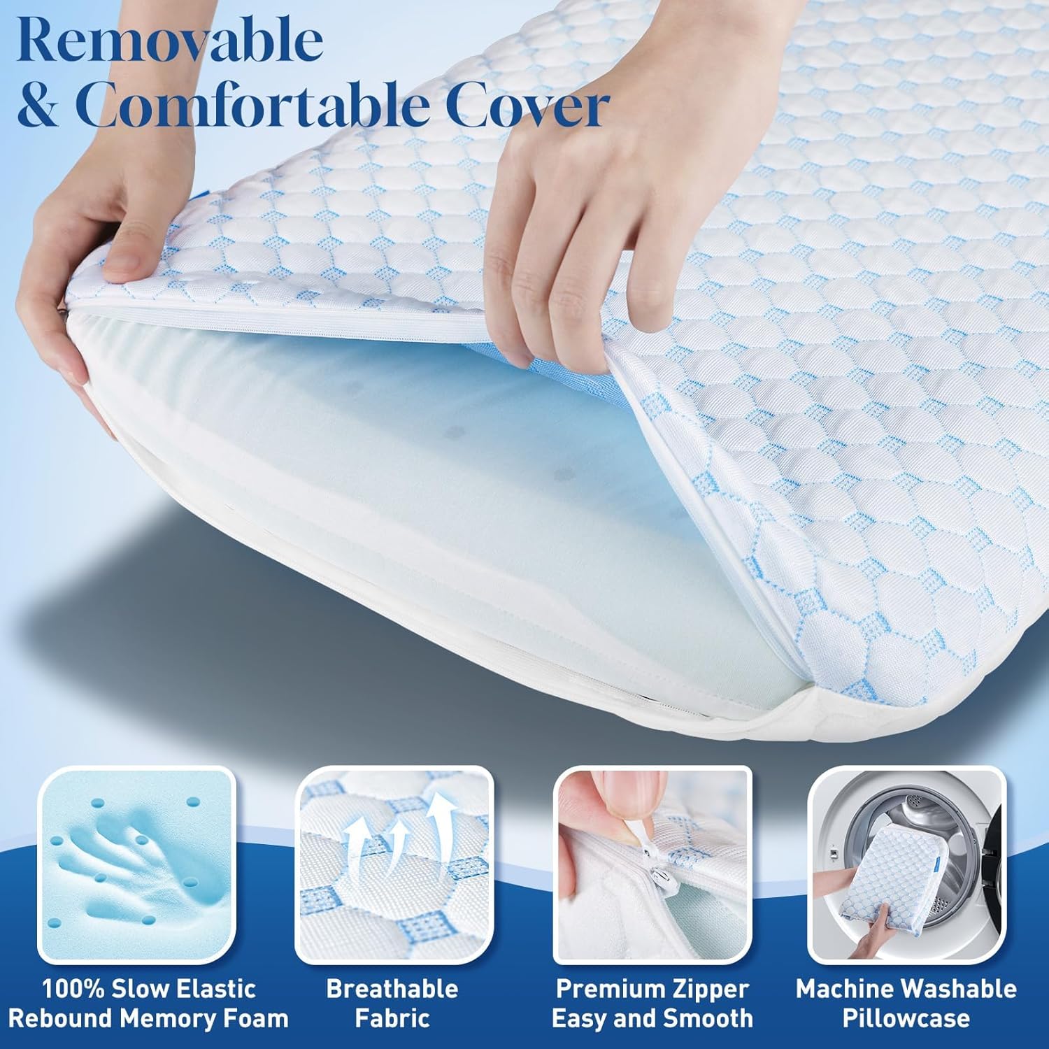 CloudBliss Ultra 2.75” Pillows for Side | Back | Stomach Sleepers, Memory Foam Flat Pillow, Low Profile Sleeper Pillows with Double Si…