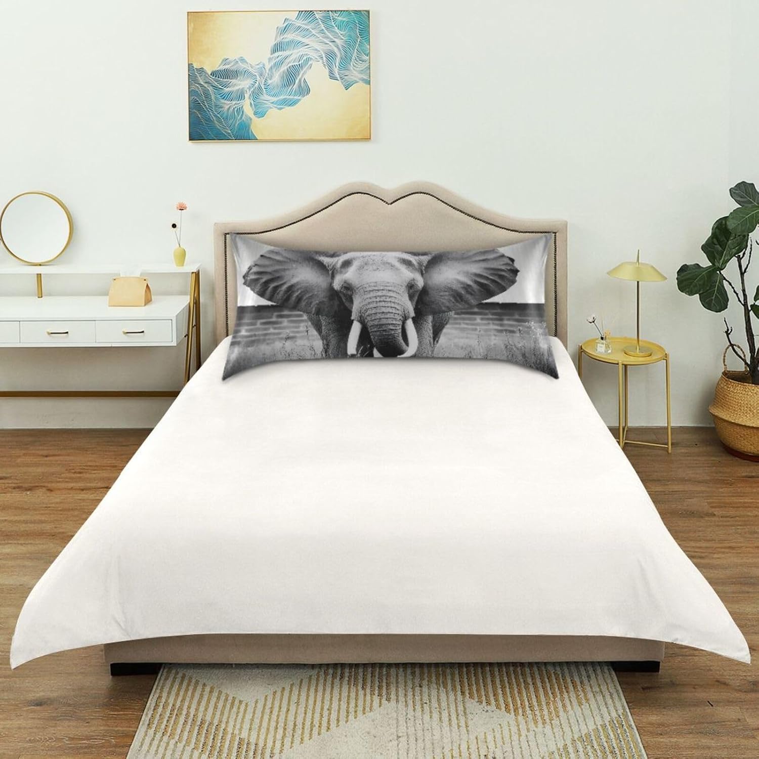 Blueangle Elephant Satin Pillowcase for Hair and Skin Silk Pillowcase, Queen Size(20x30 inches) - Satin Pillow Covers with Envelope Closure