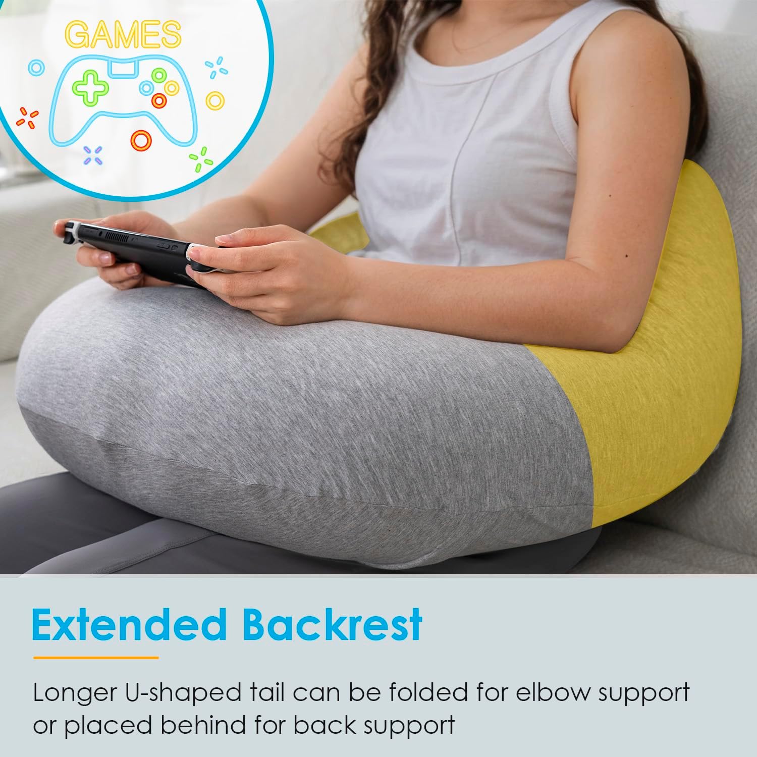 QUEEN ROSE Reading Pillow for Gaming, Lap Desk Pillow for Sitting in Bed or Sofa, Compact Arm Support Pillow for Reading, Playing or…