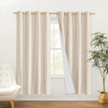 NICETOWN 100% Absolutely Blackout Linen Curtains with Thermal Insulated White Liner, 52" Wide, 2 Panels, 72 inches Long Drapes, Grommet…