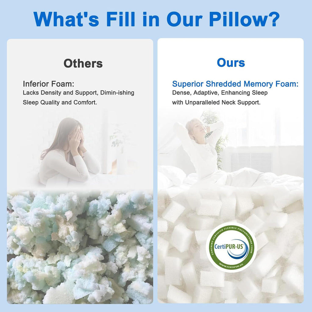 Seyfote Cooling King Size Pillows Set of 2, Shredded Memory Foam Pillows, Adjustable Firm Bed Pillows Cool Cold Pillow for Hot Side Back St…