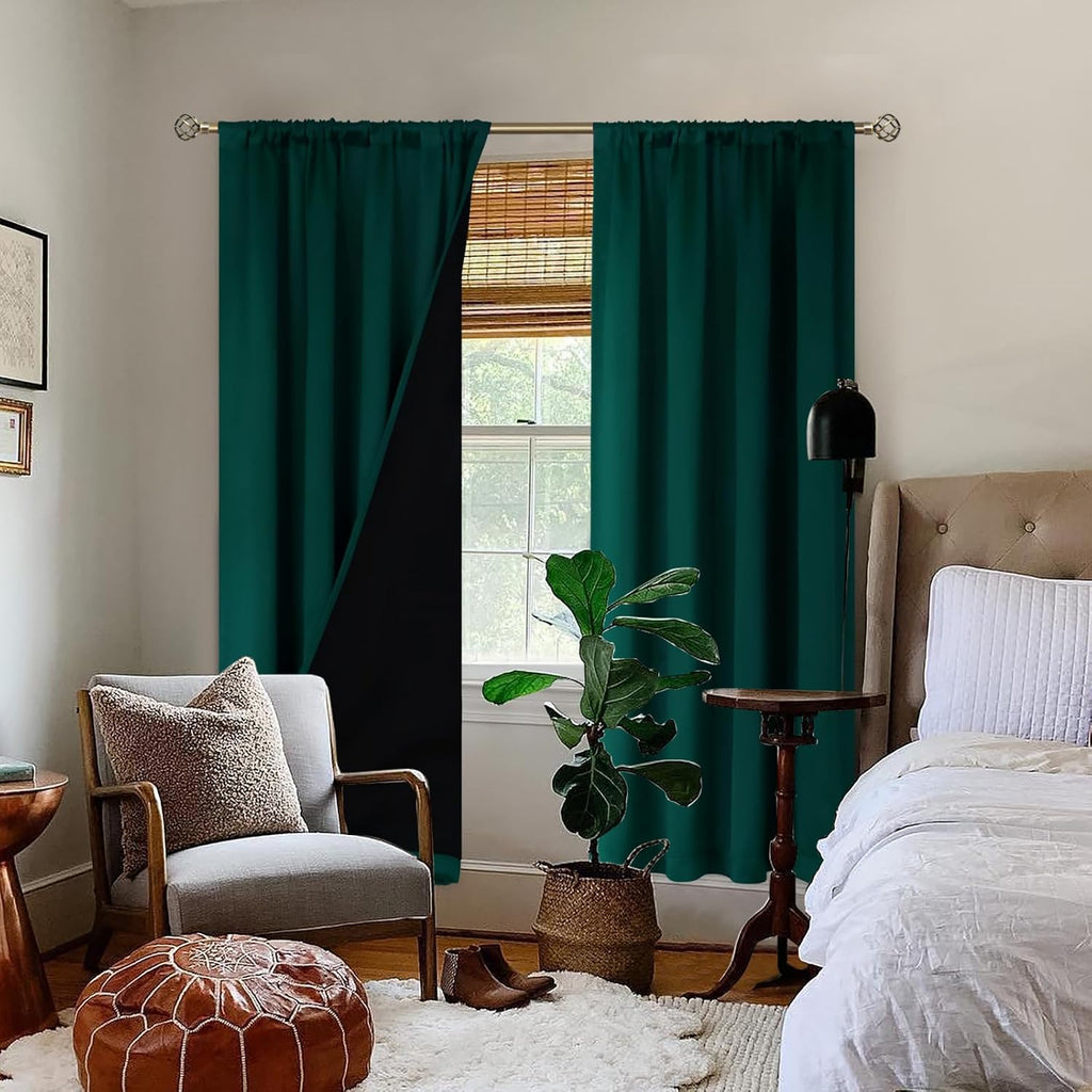 BGment Green Blackout Curtains for Bedroom 84 Inches Long, Christmas Thermal Insulated Double Layer Full Room Darkening Noise Reducing…