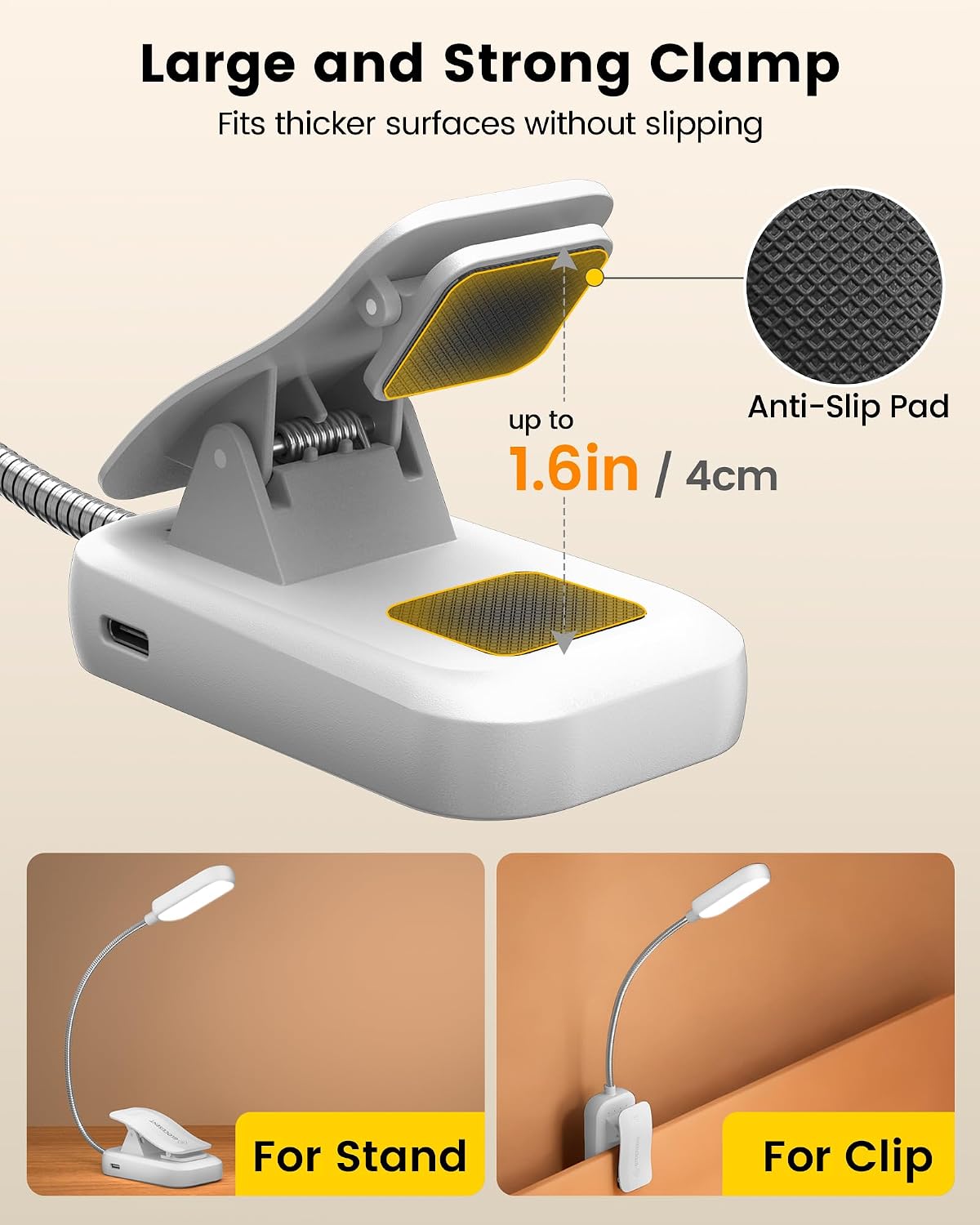 Glocusent 20 LED Reading Lights for Books in Bed, Eye Caring Reading Light, 5 Colors & 5 Brightness 3–100LM Dimmable, 1200mAh…