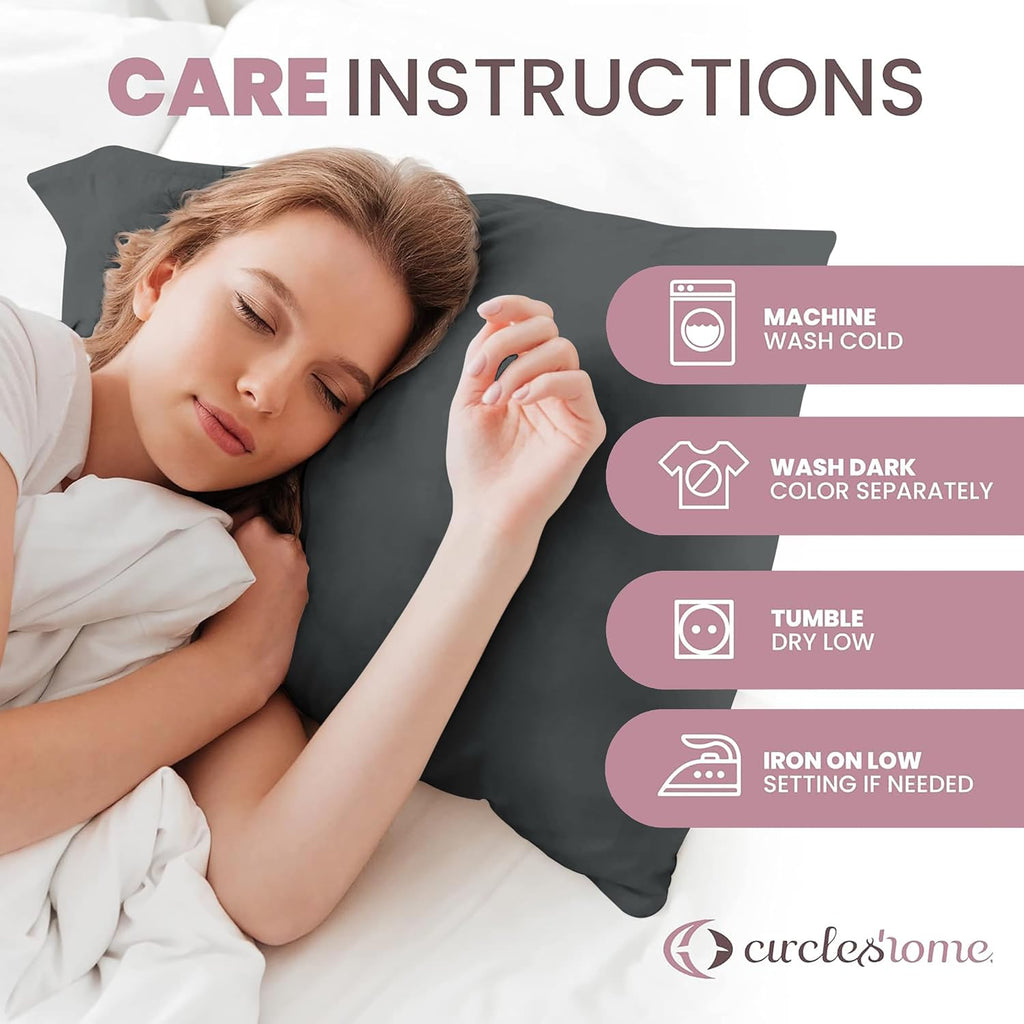 CirclesHome Pillow Protectors 2 Pack Queen Zippered - 100% Cotton Breathable Pillowcases - Protects Pillows from Dirt, Dust and Debris…