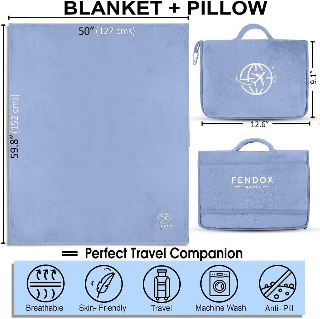 2-in-1 Travel Blanket and Pillow – Lightweight, Compact, Ultra Soft, Machine Washable – Handle, Luggage Sleeve, Backpack Clip – for…
