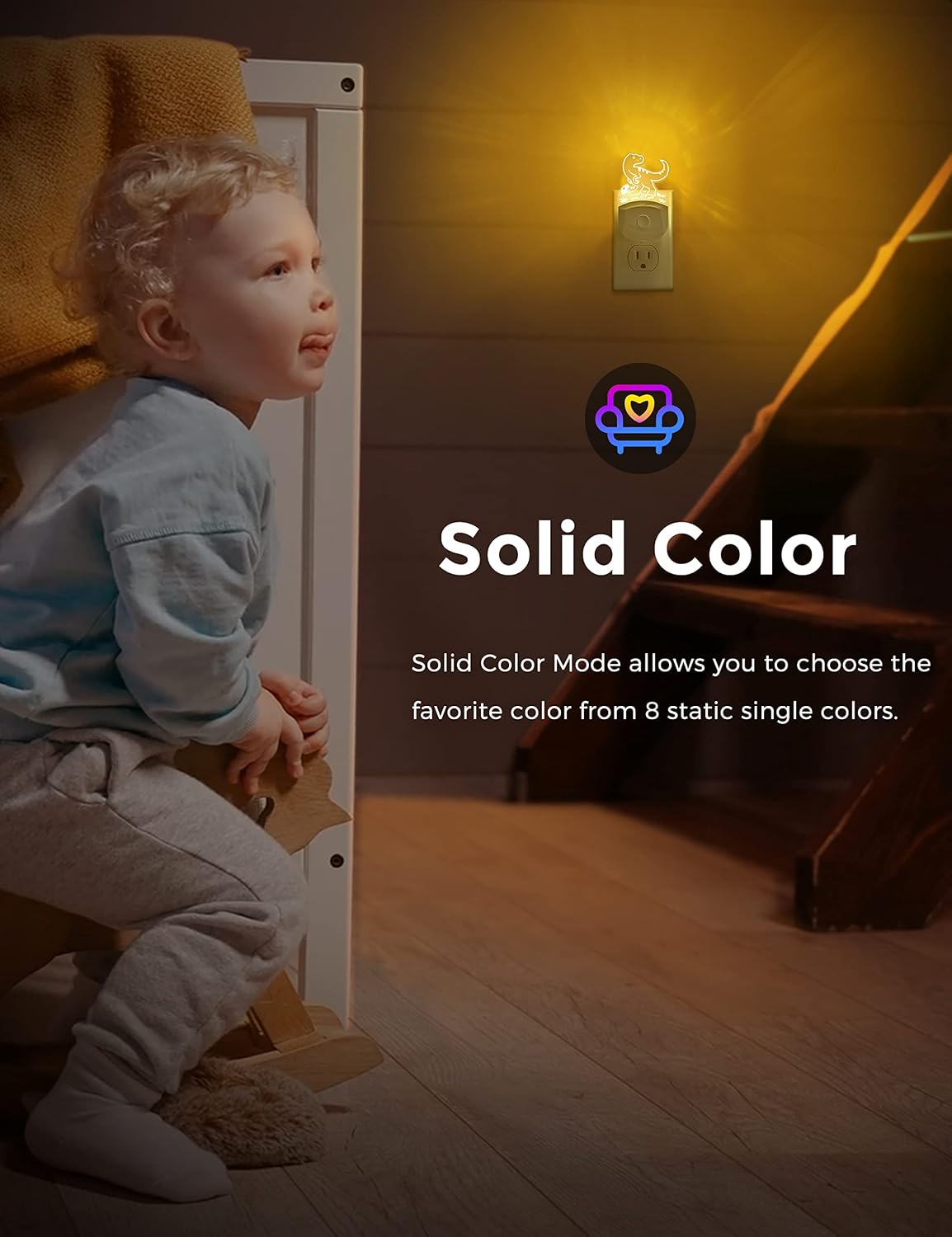 L LOHAS LED Night Light for Kids, Dinosaur Night Light for Boys, Velociraptor LED Night Lights Plug into Wall, RGB+Soft White 3000K, Dusk…