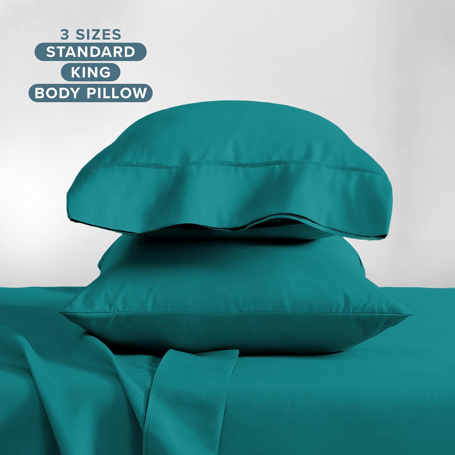BareHome Bare Home Microfiber Pillow Cases - King Size Set of 2 - Cooling Pillowcases - Double Brushed - Emerald Pillowcases 2 Pack - Easy…