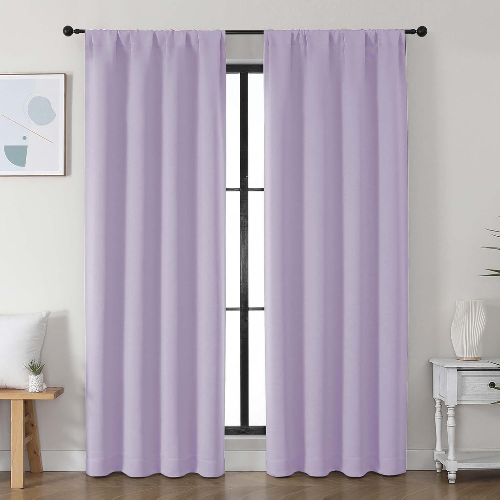 Simplebrand Ava Lilac Blackout Curtains for Bedroom, 78 Inch Length, 2 Panels Set, Privacy Thermal Insulated Rod Pocket Window Curtains for…
