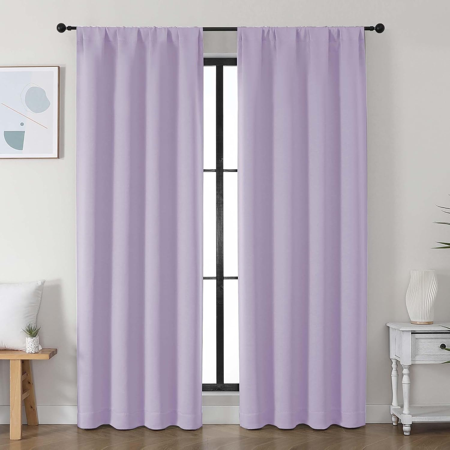 Simplebrand Ava Lilac Blackout Curtains for Bedroom, 78 Inch Length, 2 Panels Set, Privacy Thermal Insulated Rod Pocket Window Curtains for…
