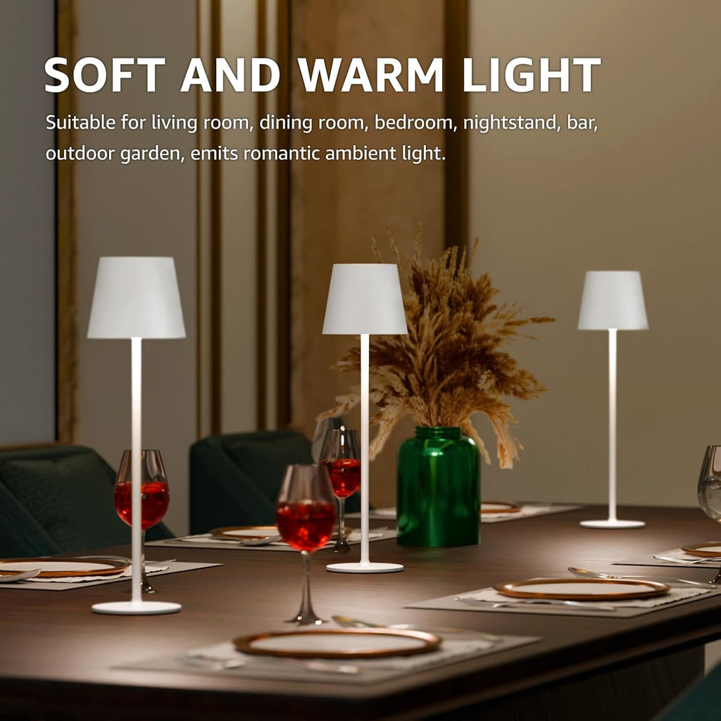 uuffoo 3 Pack Cordless Table Lamp Rechargeable 5000mAH Battery Operated Lights Touch Control LED Portable Desk Lamps 3 Color Dimming for…