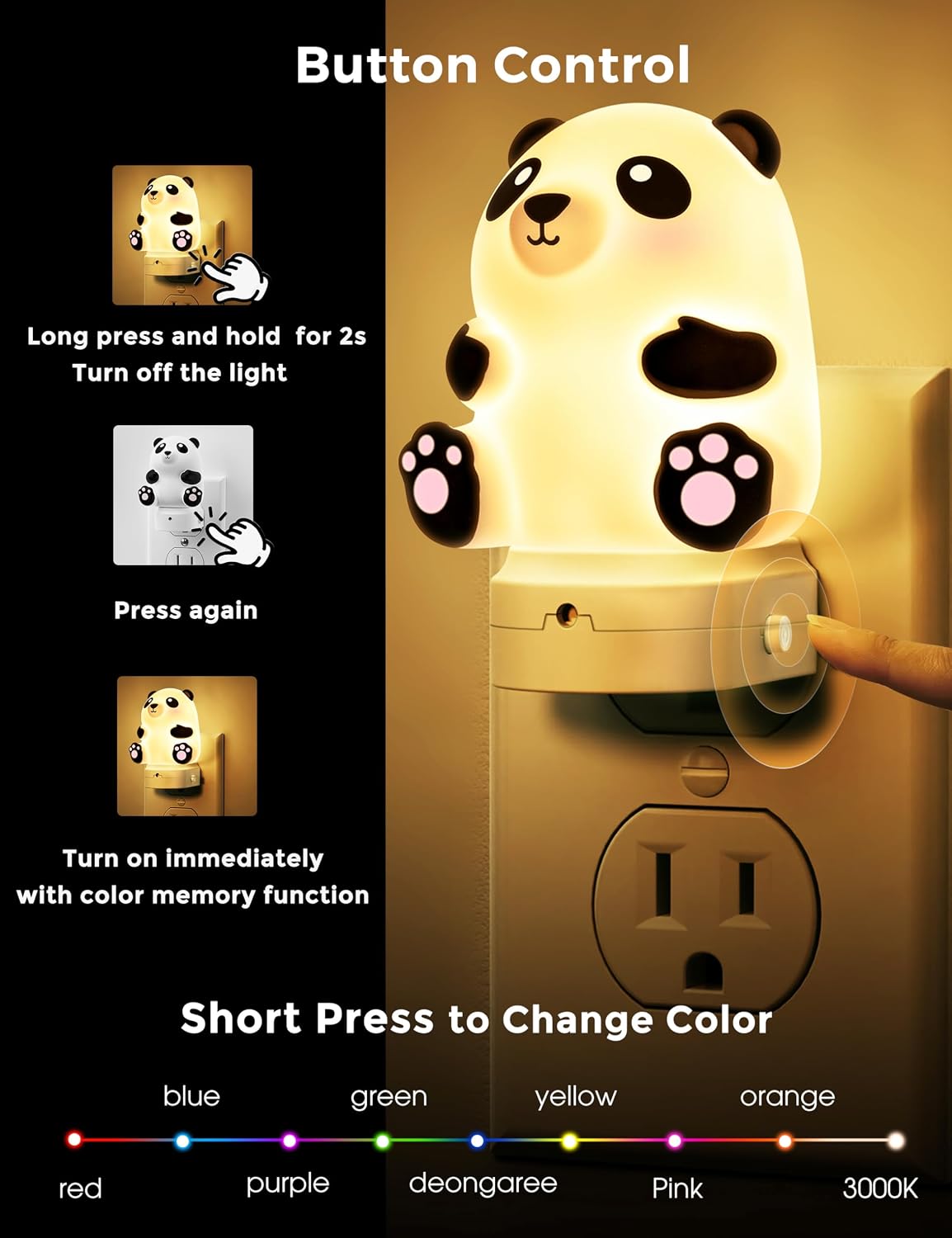 L LOHAS LED Night Light for Kids, 3D Cute Night Light Plug in, Dusk to Dawn Nursery Night Lights, RGB+Soft White 3000K, 3 Lighting Modes…