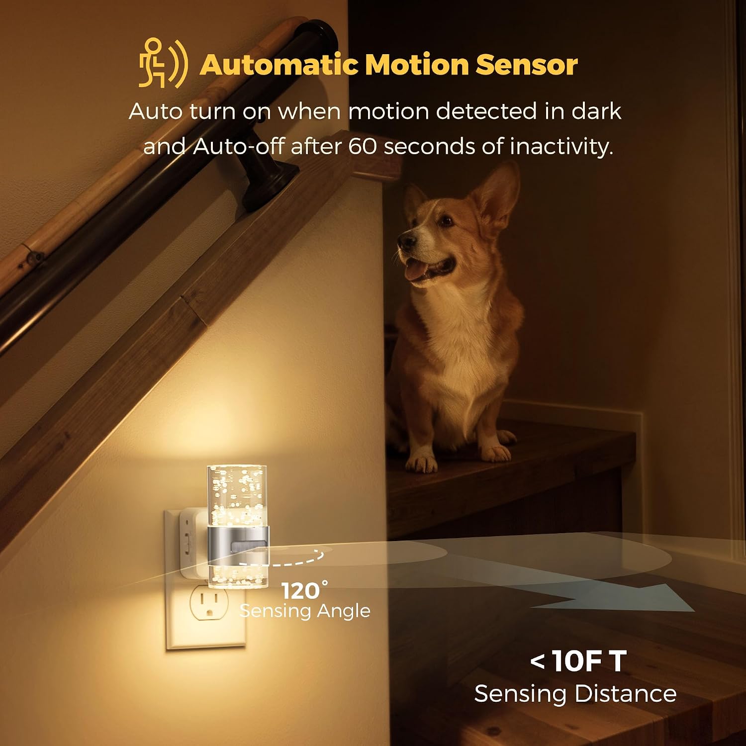 L LOHAS LED Motion Sensor Night Light, Dimmable Night Lights Plug into Wall, 3000K Night-Lights with 0-100 LM Adjustable, Acrylic Bubble…