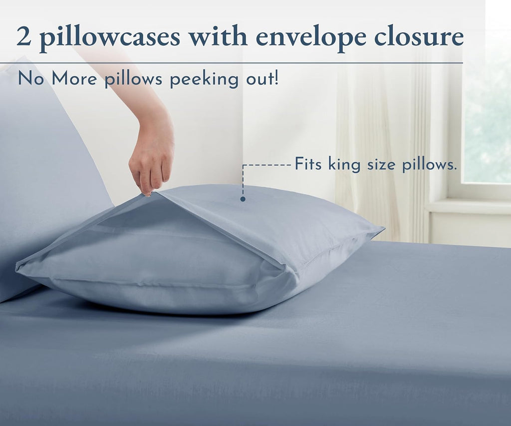 CaliforniaDesignDen California Design Den 100% Organic Cotton King Size Pillow Cases 2 Set, Soft & Crisp Percale Weave Cotton Pillowcases (…
