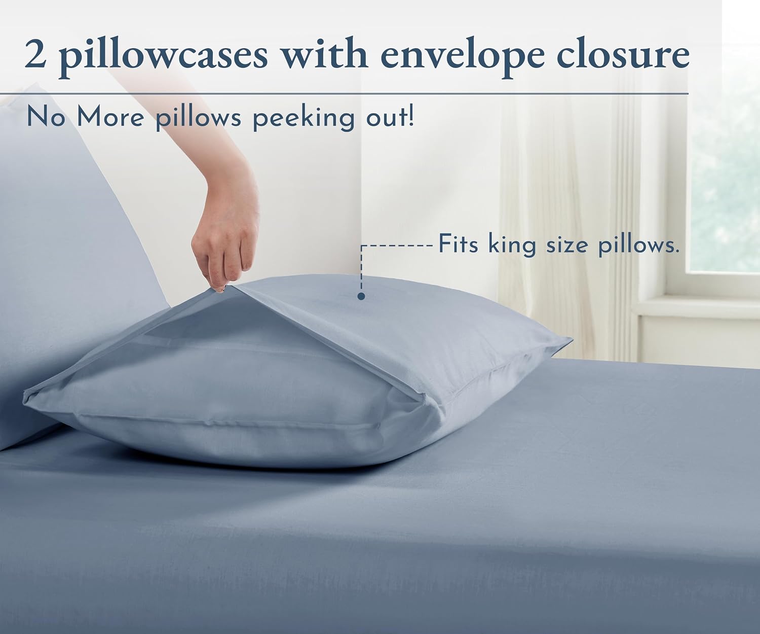 CaliforniaDesignDen California Design Den 100% Organic Cotton King Size Pillow Cases 2 Set, Soft & Crisp Percale Weave Cotton Pillowcases (…