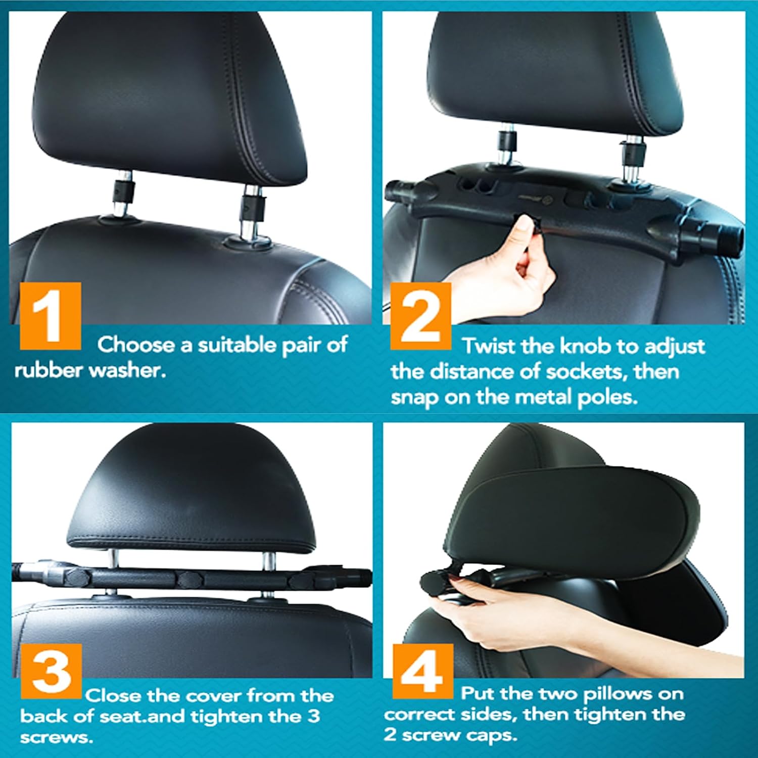 JZCreater Car Headrest Pillow, 180°Adjustable Head Neck Support Pillow, U- Shaped, Travel Sleeping Car Headrests, Only for Car Seat…