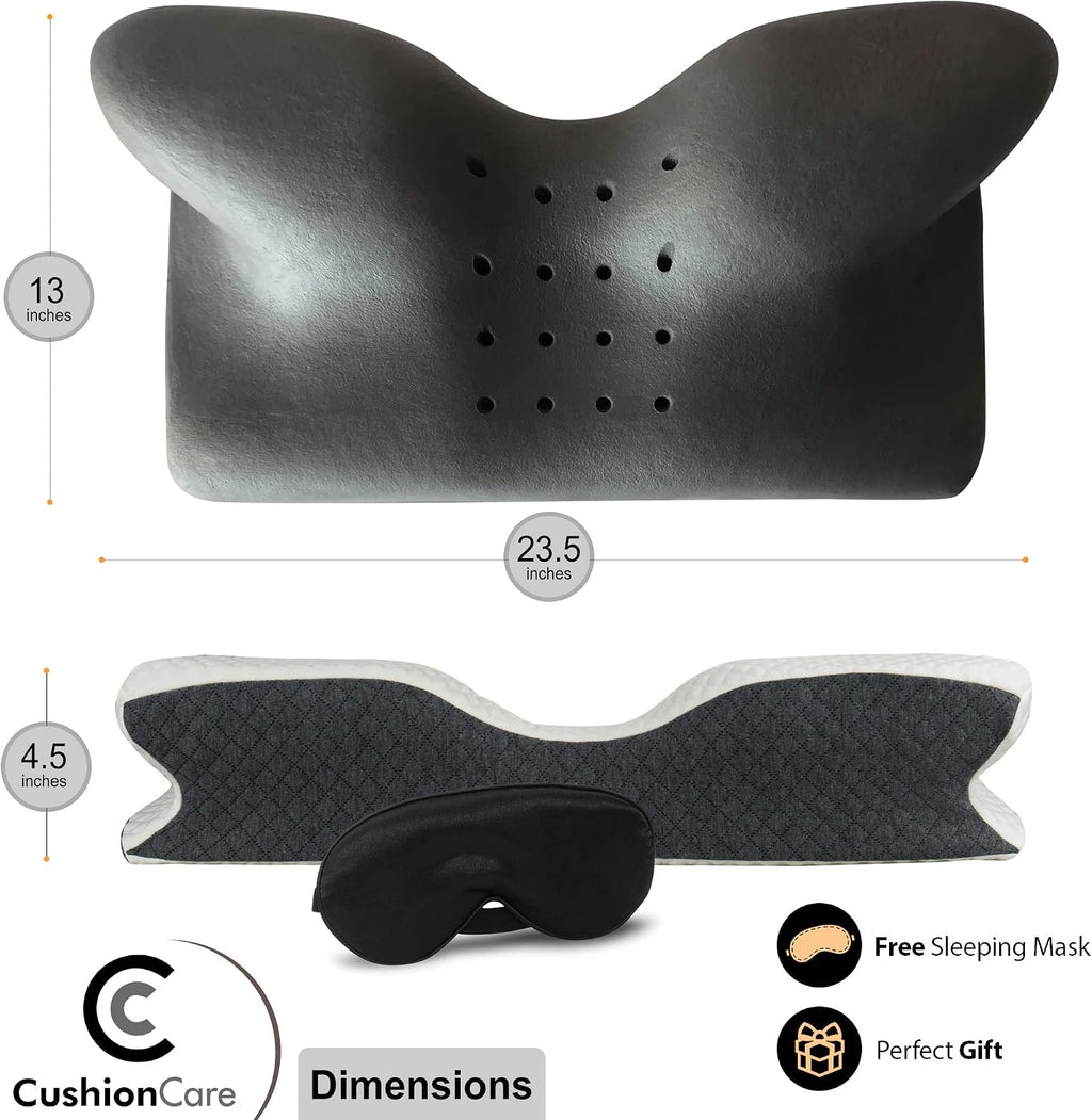 CushionCare Charcoal Pillow for Neck and Shoulder – Bamboo Charcoal Memory Foam Cervical Pillow with Orthopedic Contour Support & Ventilate…