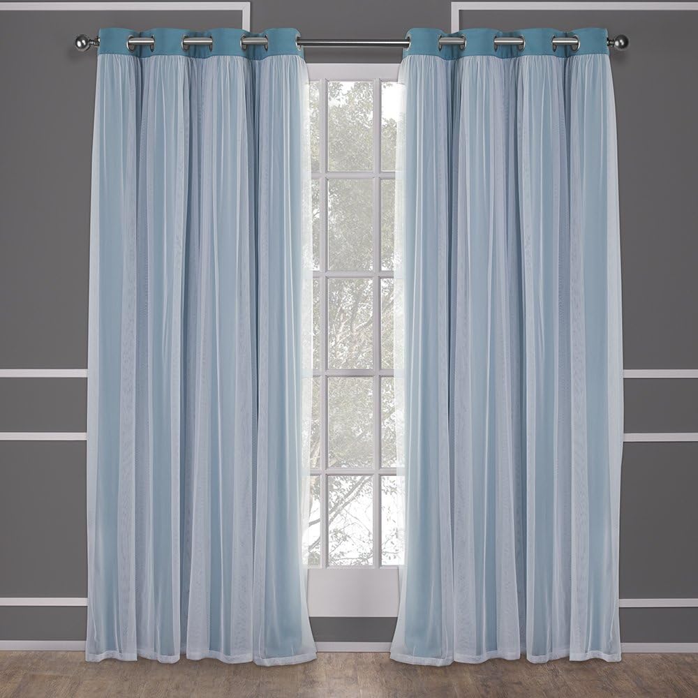 TOWN & COUNTRY LUXE Talia Double Layer Indoor Curtains, Sheer and Room Darkening Blackout, Grommet Top, Energy Efficient, 2-Pack Set…