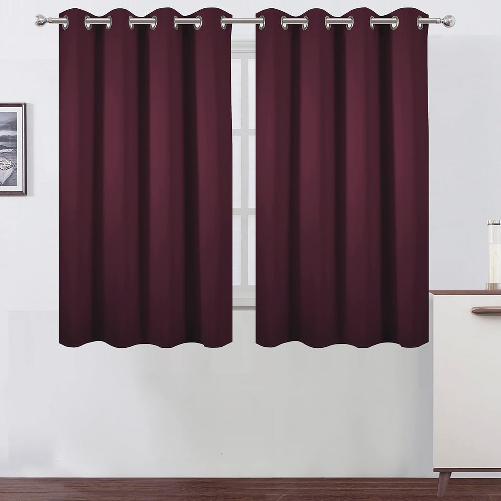 Lemomo Blackout Curtains 52 x 45 inch/Burgundy Red Curtains Set of 2 Panels/Thermal Insulated Room Darkening Bedroom Curtains 45 inch Red