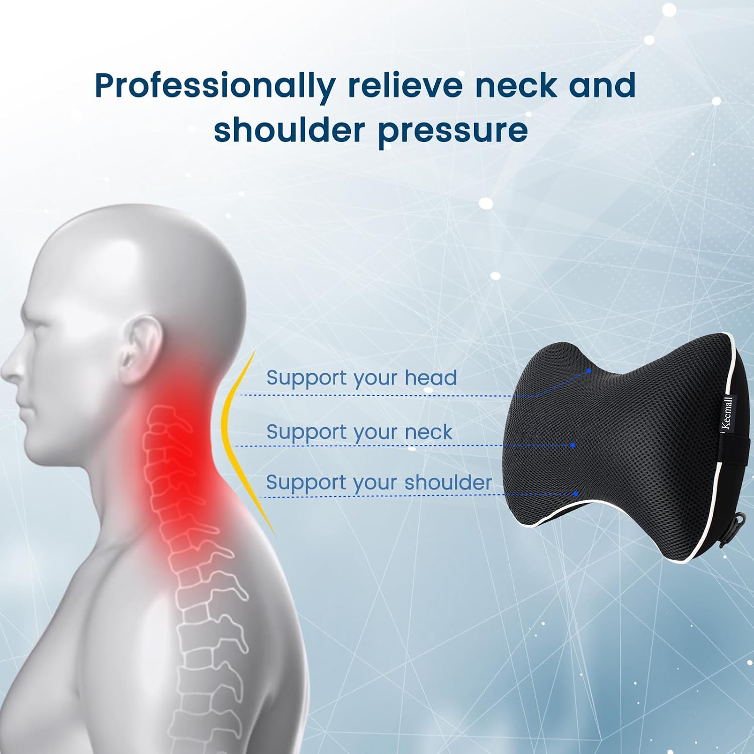 Keemall Inflatable Car Neck Pillow, Soft Headrest Inflatable Car Pillow for Driving Seat with Adjustable Strap, Comfortable Ergonomic…