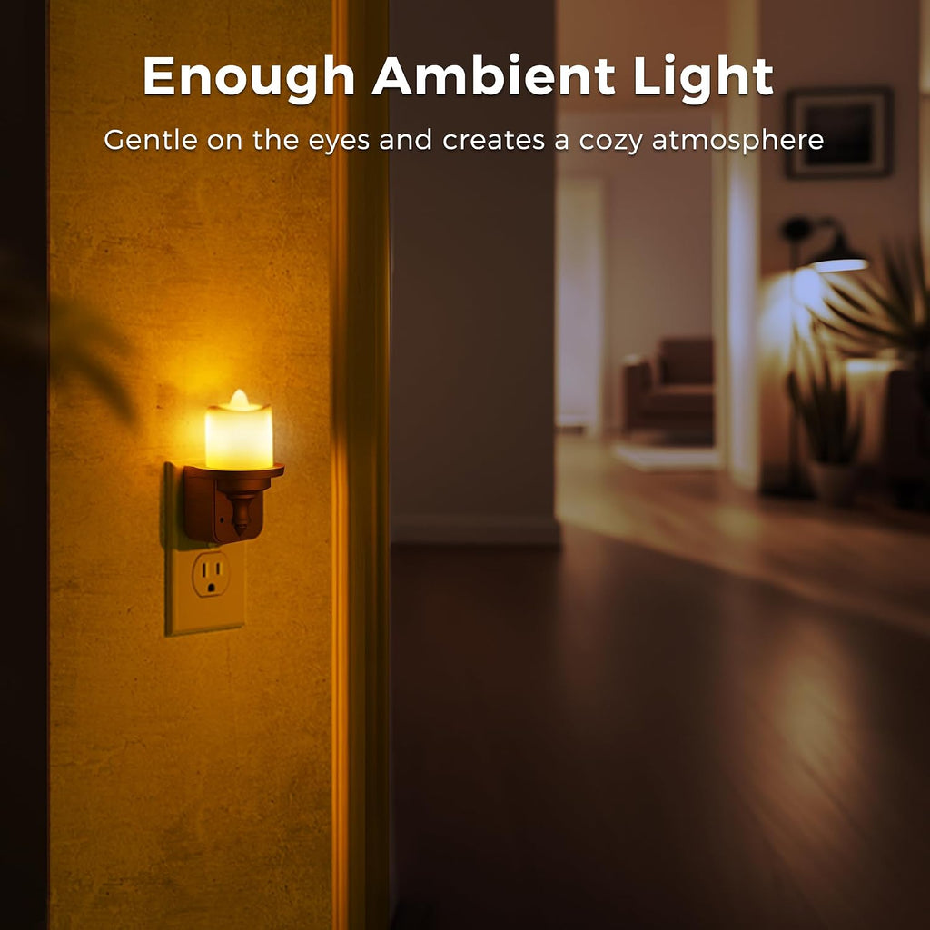 L LOHAS LED Night Light, 2 Pack Amber Flameless Candle Night Light Plug in, Dusk to Dawn Sensor, 0-100LM LED Dimmable Nightlight, Vintage…