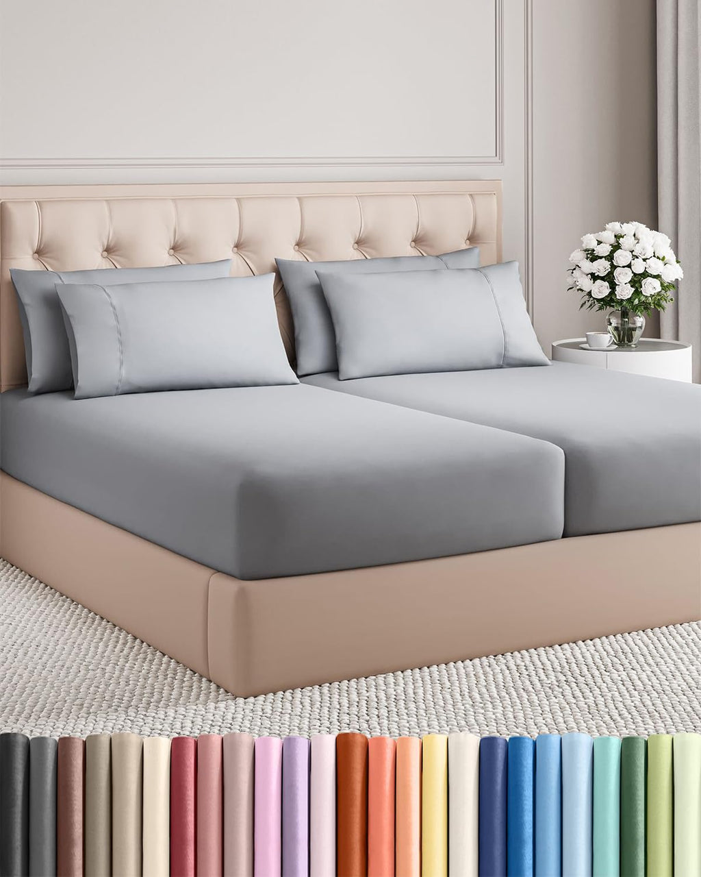 Split King 7 Piece Sheet Set - Comfy, Breathable & Cooling - Soft Hotel Luxury Bedding for Women, Men, Kids, Teens & Children - 1 Flat &…