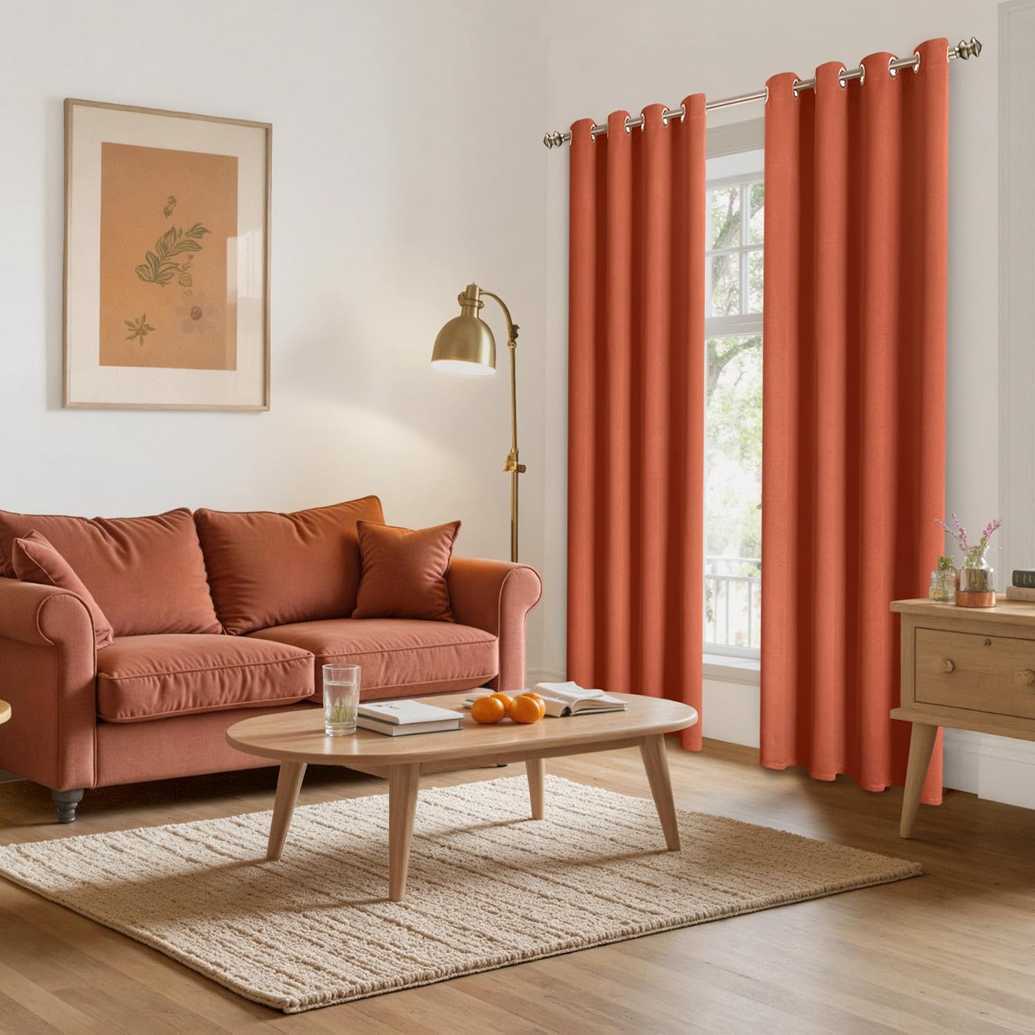 YoungsTex Terracotta Blackout Curtains 84 Inches Length for Living Room - Burnt Orange Thermal Insulated Drapes with Grommet Room Darkening…