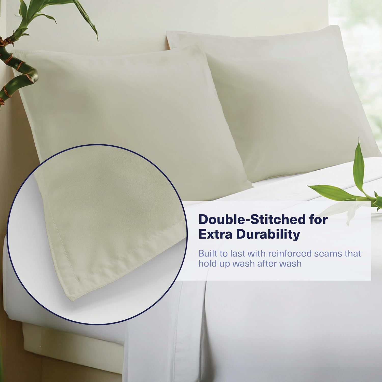 KickoffHome Kickoff Viscose Bamboo Pillowcase, Standard, Set of 2, 100% Organic Hidden Zippered Viscose Bamboo Pillow Case Standard Size, C…