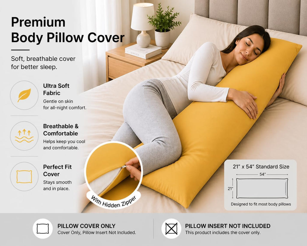 Evolive Body Pillow Covers Pack of 2, 21" x 54", Ultra Soft Brushed Microfiber, Breathable & Cozy Body Pillowcases with Zipper Closure (Spi…