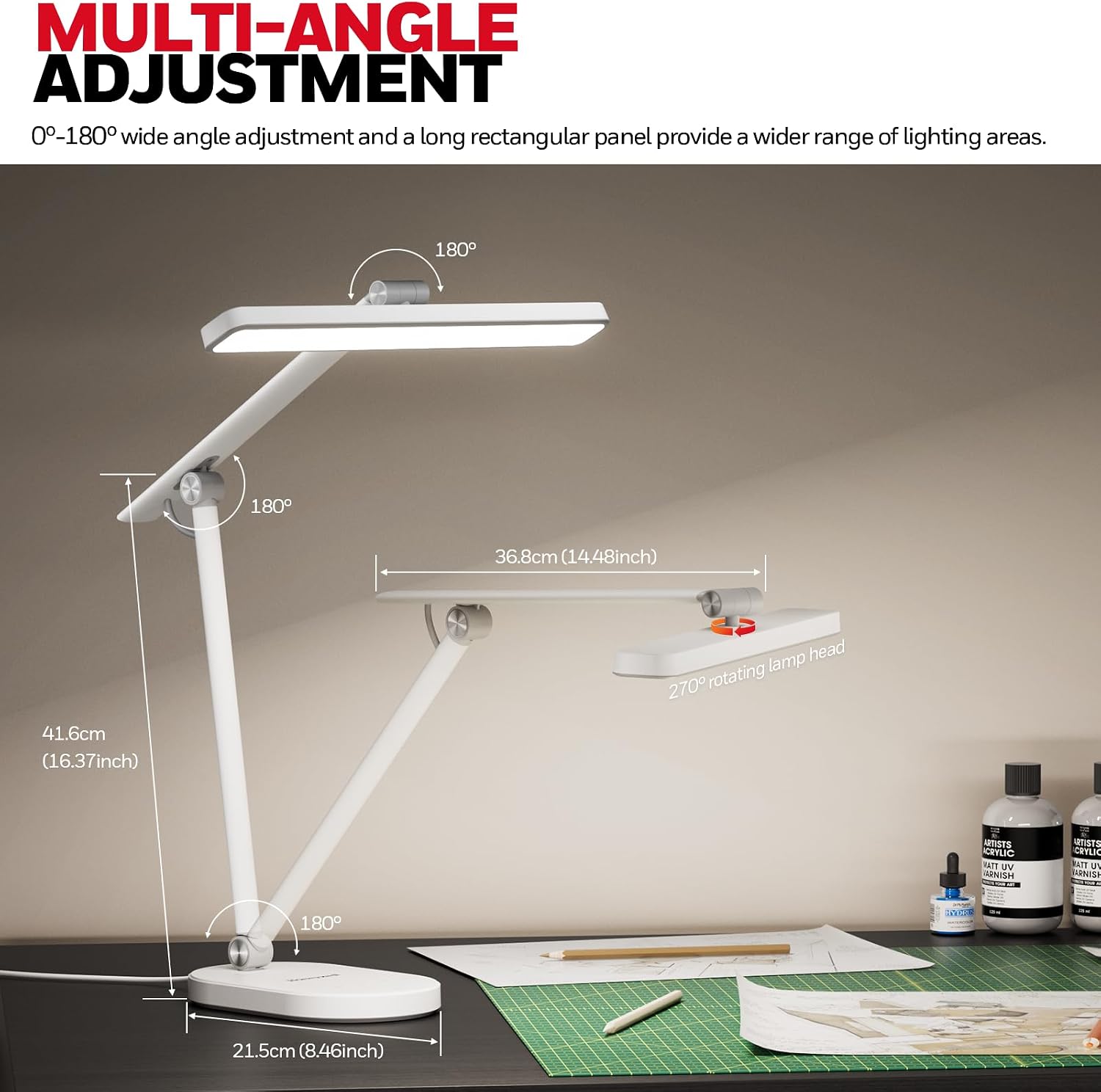HoneywellAirComfort Honeywell Desk Lamp for Home Office, H4 SunturaluxTM Eye-Caring LED Desk Light, 700LM Dimmable Desk Lamp with Timer, Adj…