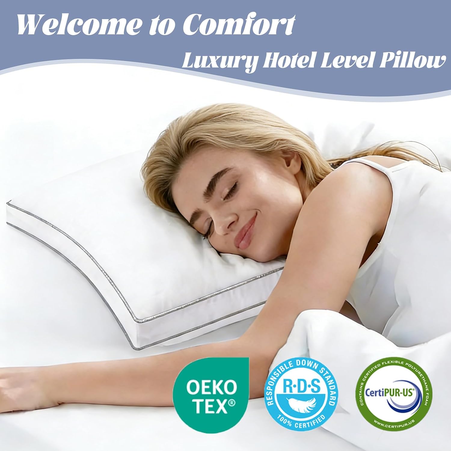 Luxury Goose Feather Down Pillows Queen Size Set of 2, Premium 3-Chamber Bed Pillows for Deep Sleep,900+ Fill Power,400 Count Cotton…