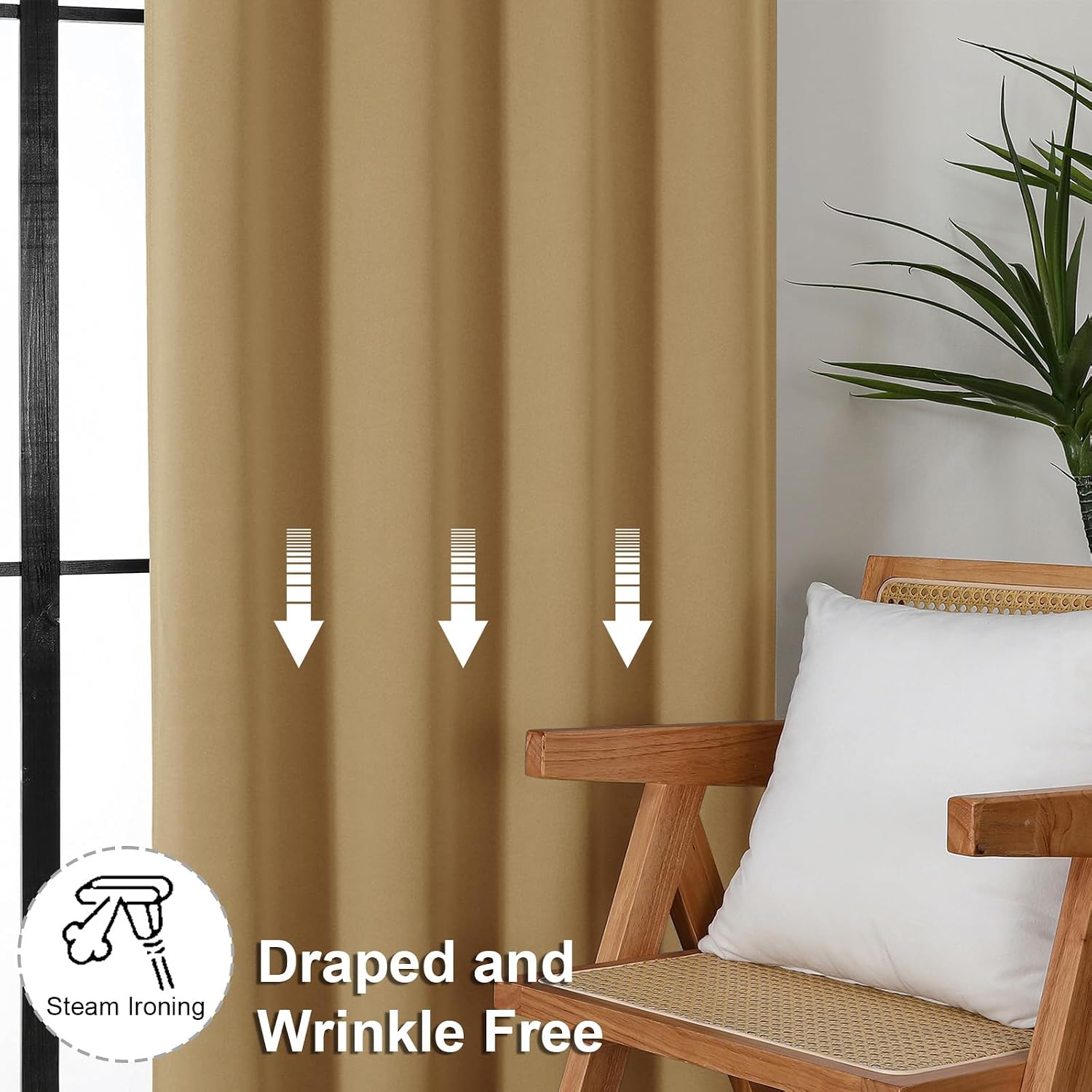 Simplebrand Ava Gold Short 36 Inches Blackout Curtain 2 Panels Set, Half Window Rod Pocket Privacy Curtain Tiers for Kitchen, Curtains Blac…