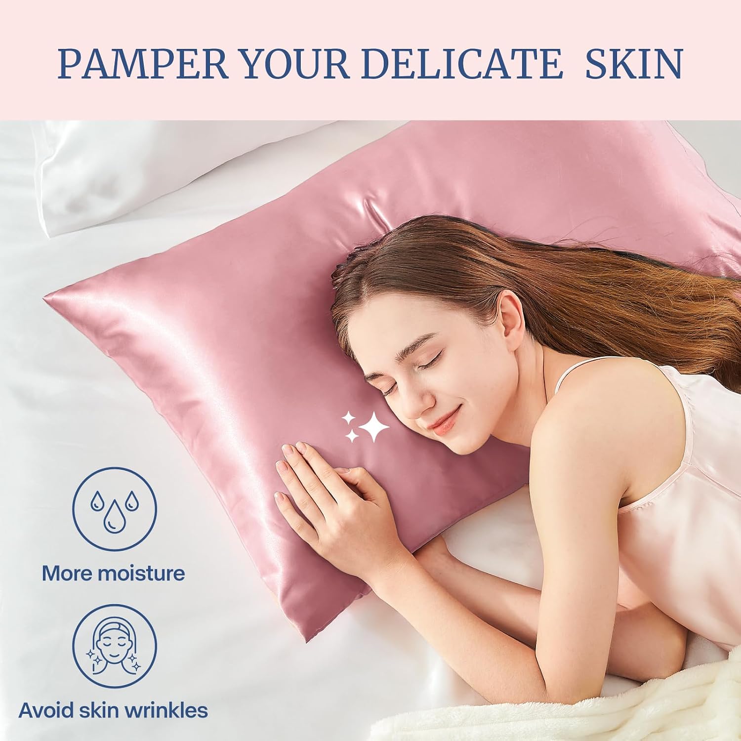 Bedelite Satin Pillowcase for Hair and Skin, Super Soft and Cooling Similar to Silk Pillow Cases 2 Pack with Envelope Closure, Gift for Wom…