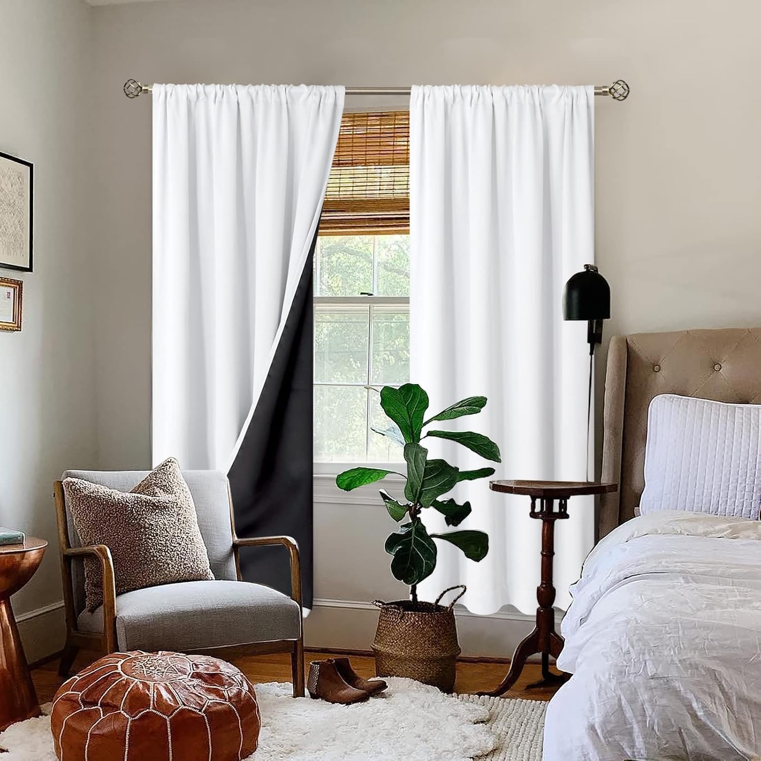 BGment White Blackout Curtains for Living Room 72 Inch Length 2 Panels Set, Full Room Darkening Thermal Insulated Soundproof Window…