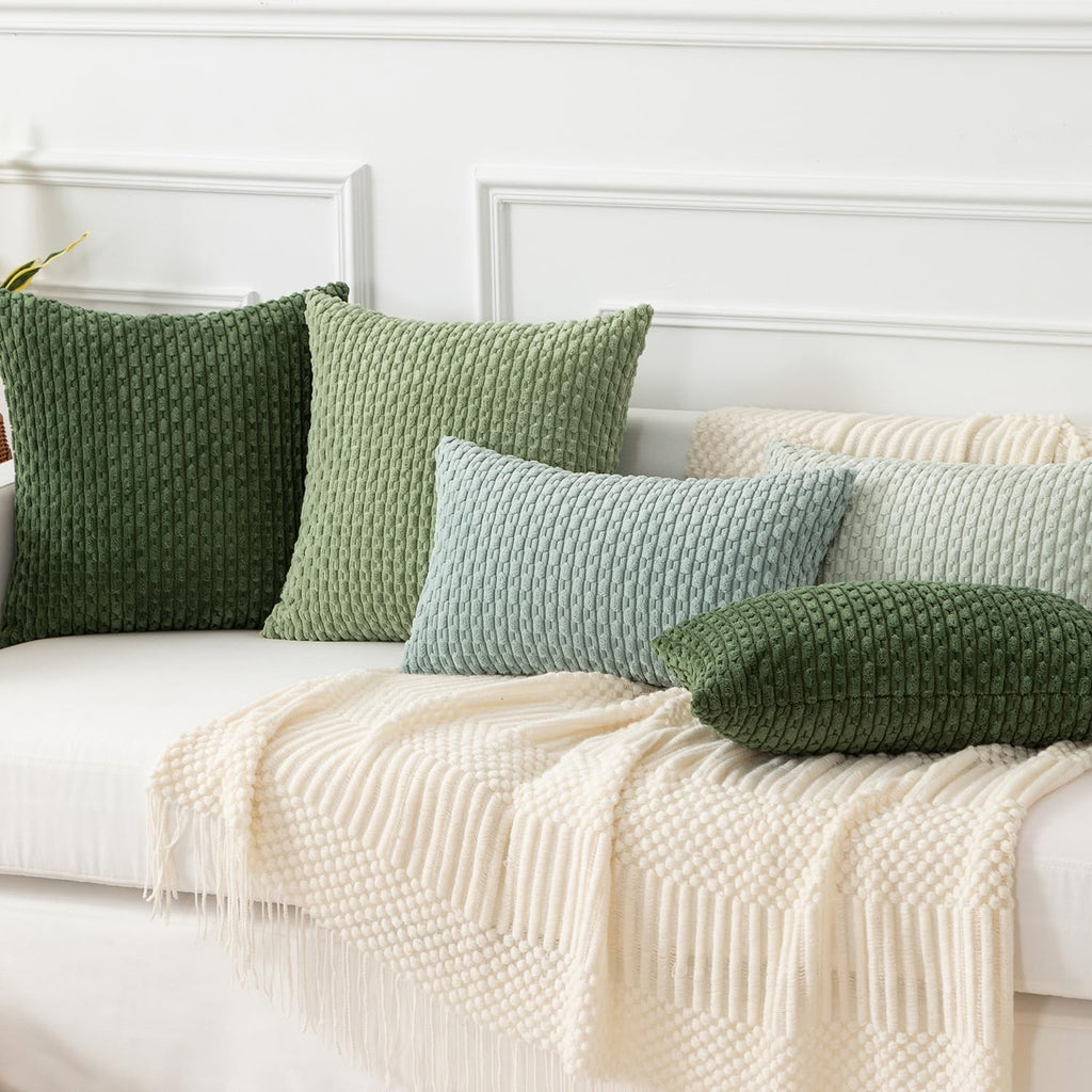 KevinTextile Kevin Textile Spring 16x24 Inch Pillow Cover 1 Pack Boho Decorative Soft Striped Corduroy Lumbar Farmhouse Solid Color Accent…