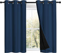 Nicetown 100% Blackout Short Curtains with Black Liners, 2 Panels, 37" W by 40" L, Moroccan Blue, Thermal Insulated Full Blackout 2-Layer L…