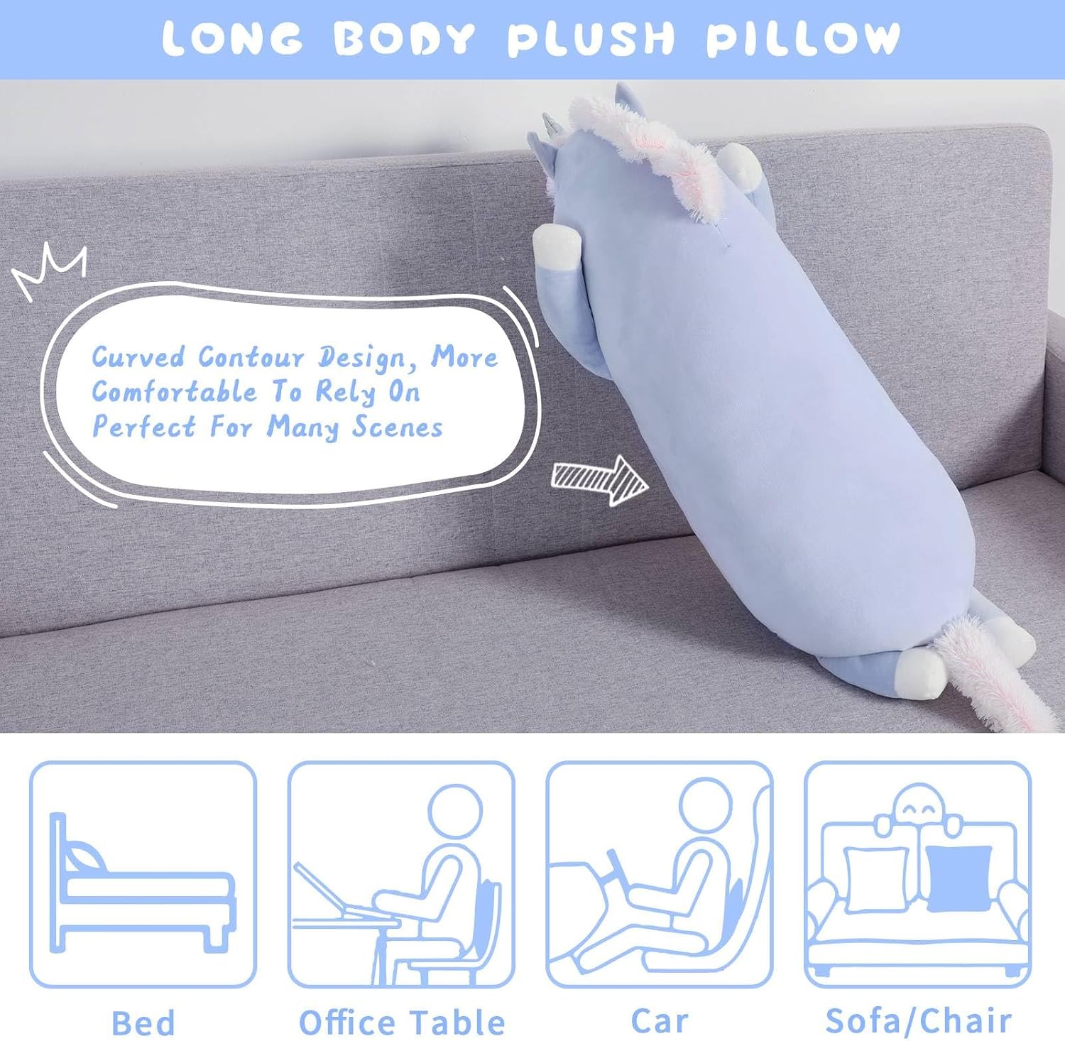 MorisMos Unicorn Body Pillow, 36.2'' Plush Unicorn Stuffed Animal, Super Soft Animal Pillow for Girl Kid, Giant Stuffed Animal Gifts for…