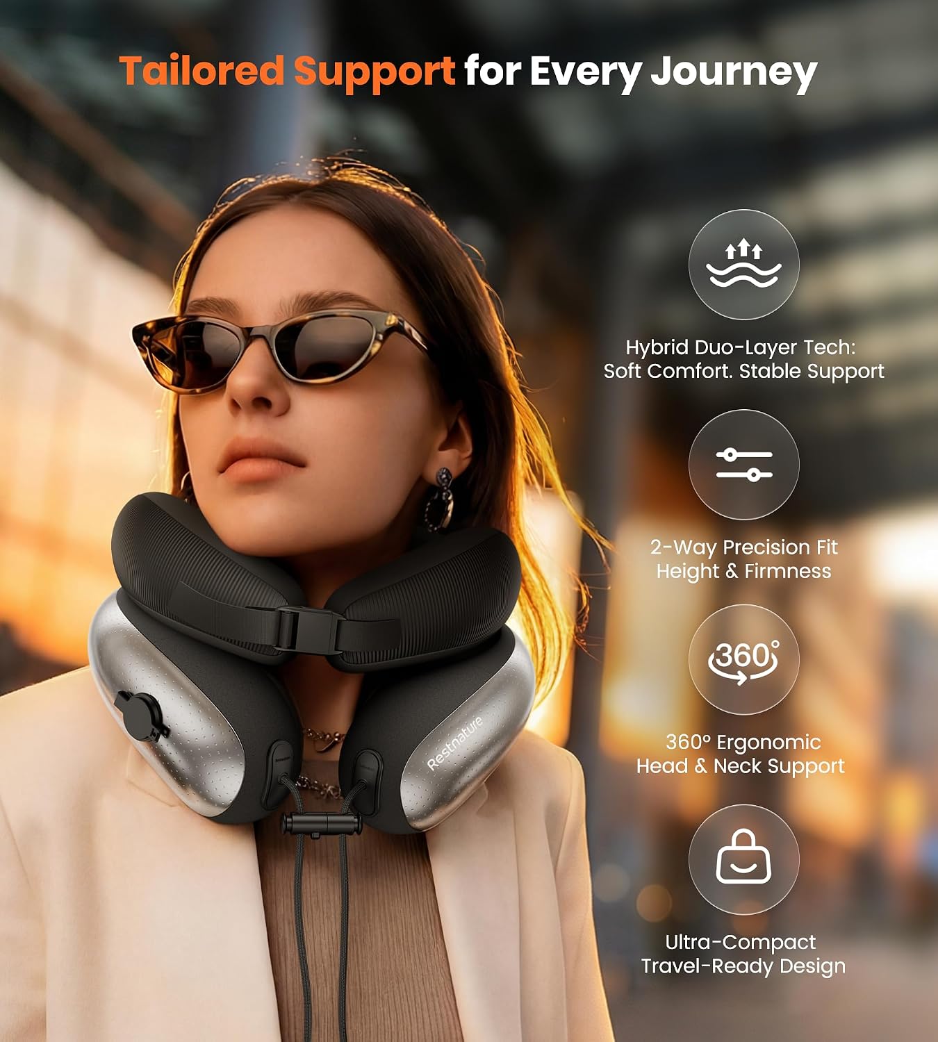 Neck Pillow for Traveling, Travel Pillows for Airplanes, Adjustable Neck Pillow Airplane Travel Essentials - 2 Layer Patented |…