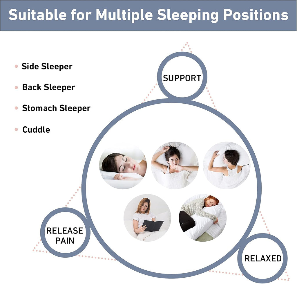 Leeden Body Pillow - White Firm Fluffy Long Pillow - 21 x 54 Soft Plush Full Body Pillows - Adjustable Side Pillow for Sleeping 1 Count Whi…