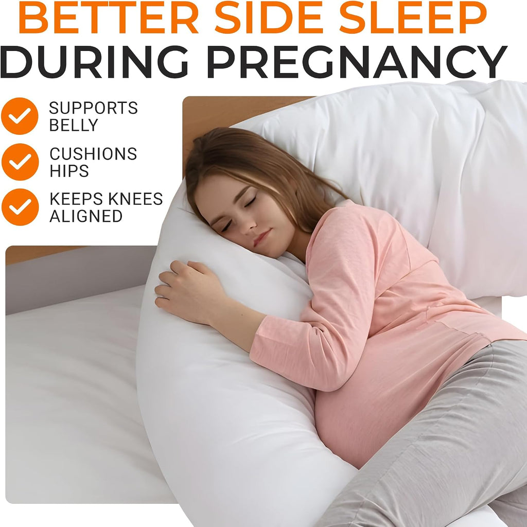 Cheer Collection Extra Long Body Pillow for Side Sleeper, Pregnancy, Neck and Shoulder Support - Zippered Cover (19" x 90")
