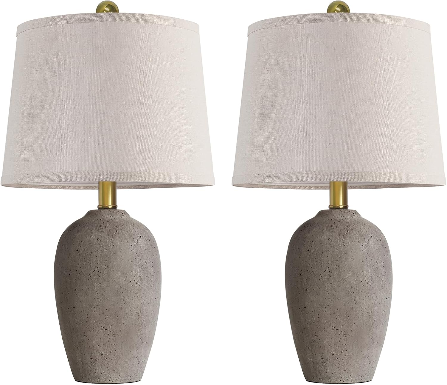 AIEAMPDO 21'' Set of 2 Farmhouse Ceramic Table Lamps for Living Room Bedroom, Nightstand Rustic Brown Desk Lamp for Bedside End Table…