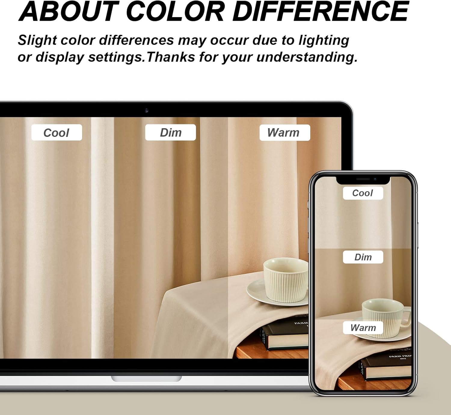 Drapenova 102 Inch Long Custom Velvet Curtains, Beige Room Darkening Noise-Reducing Pleated Drapes with Hooks and Back Tab, Modern Wh…