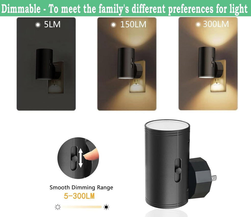 GEPLAD 4 Pack LED Night Light, Plug Into Wall, Dusk to Dawn Sensor, Soft White 3000K, Uplight & Downlight, for Bedroom, Stairway…