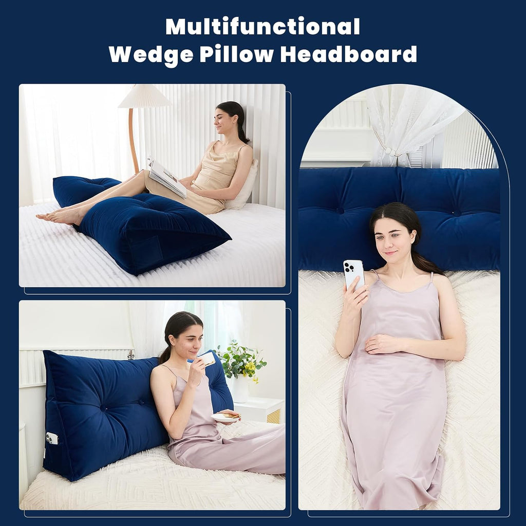 Zelladorra Headboard Pillow for Bed, Triangular Wedge Pillow Headboard Soft Support While Reading and Resting, Bed Bolster Cushion…