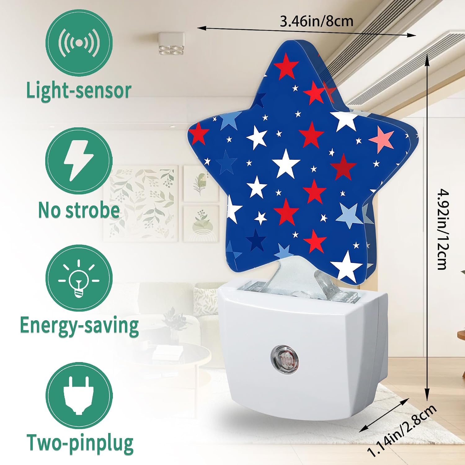 Star Night Light with Dusk to Dawn Sensor, Stars Plug in Night Light for Kids Bedroom Nursery, Soft Warm Glow Lamp for Hallway Bathroom…