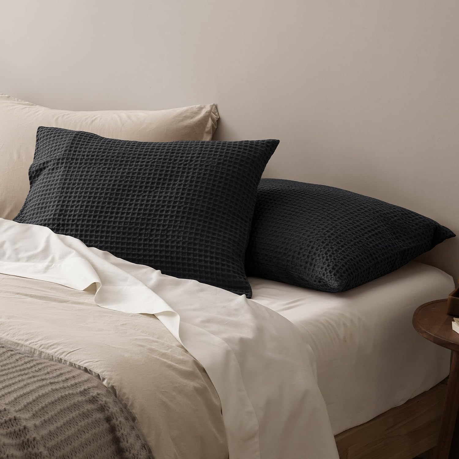 Phf Ultra Soft Waffle Weave Pillow Shams King Size, No Insert, 2 Pack 20" x 36" Pillowcases, Breathable & Skin-Friendly Pillow Cases, Stylis…